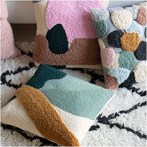 Rico Design Punch Needle Kit - Pillow - Mustard/ Green