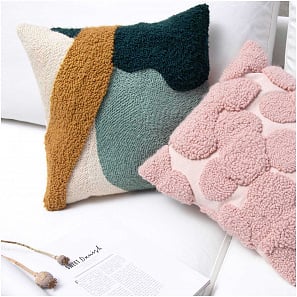 Rico Design Punch Needle Kit - Pillow - Mustard/ Green